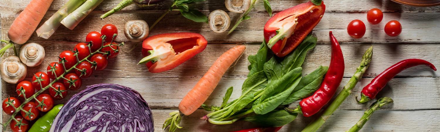 Groenten van bovenaf genomen.